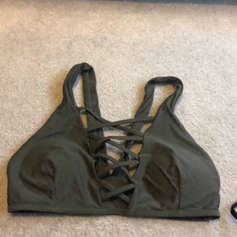 Army Green crossy bathing suit top